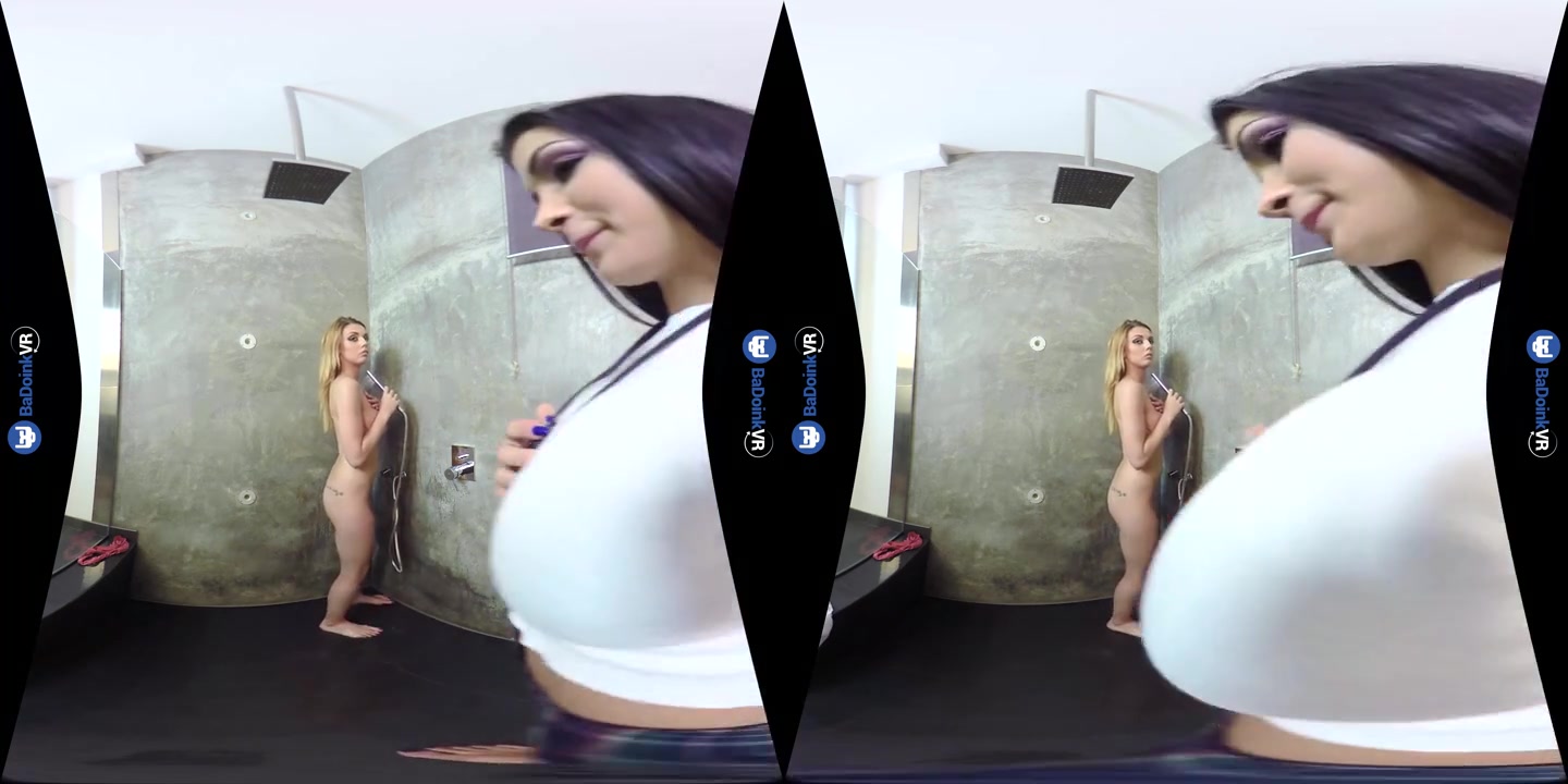 BaDoinkVR Lesbian VR porn shower sex